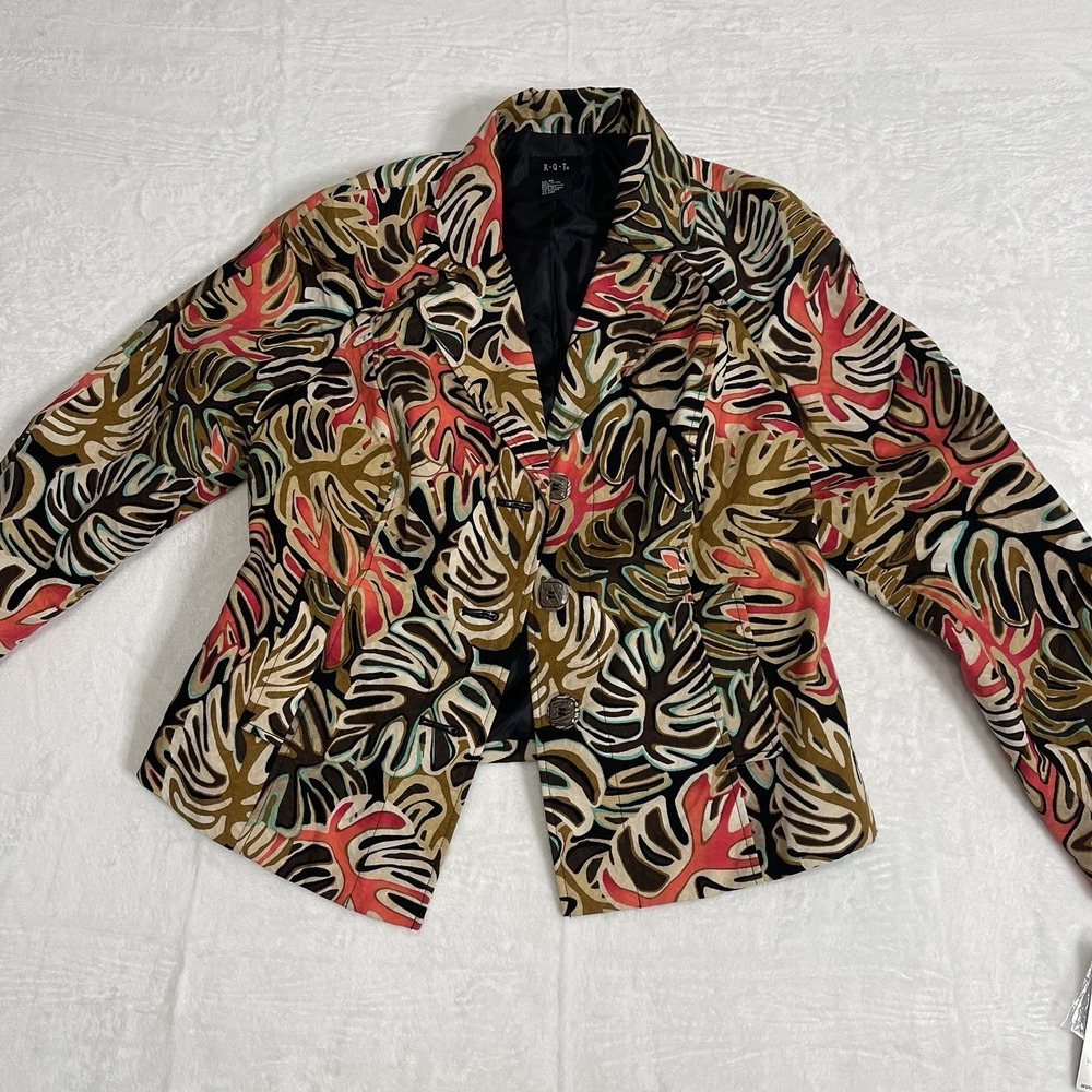 RQT Jacket Light Corduroy Long Sleeve Button Front Multicolor 100% Cotton Sz M